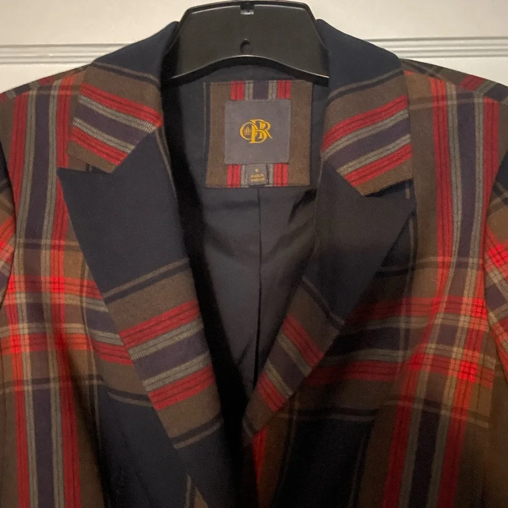 The Limited Outback Red Women's Red/Navy/Tan Tartan Plaid Blazer, size small - Picture 2 of 4